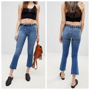 Free People Cropped Flare Jeans with Frayed Hem